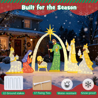 Tangkula 7 Pieces Large Christmas Lighted Nativity Scene Set