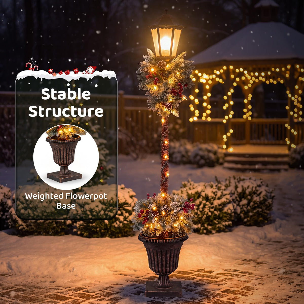 Tangkula 11" x 11" x 64" Lighted Christmas Lamppost