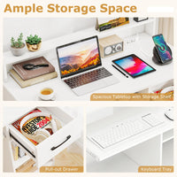 Tangkula Computer Desk with Drawer & Keyboard Tray