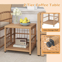 Tangkula Ensemble de 5 meubles de conversation en osier pour jardin