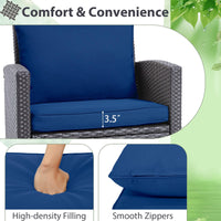 Tangkula 3 Pieces Patio PE Wicker Furniture Set with 4 Bonus Cushion Covers