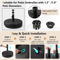 Tangkula Fillable Umbrella Base Stand, 75 lbs Water & Sand Filled Heavy Duty 20 Inch Round Patio Outdoor Umbrella Weight Base