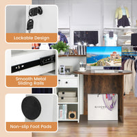 Tangkula Reception Desk, Front Counter Desk with Lockable Drawer & Adjustable Shelf