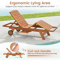 Chaise Longue Extérieure Tangkula avec Roues, Dossier 4 Positions Réglable et Repose-Pieds Rallongeable, Table d'appoint (1/2)