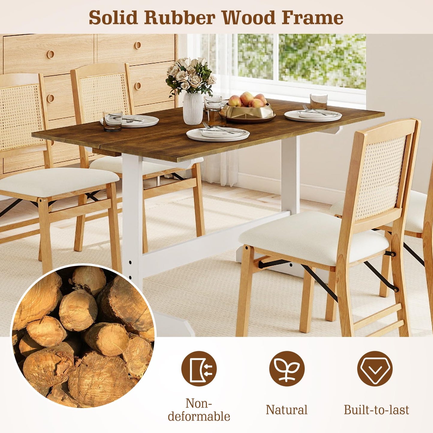 Tangkula Table à manger rectangulaire de 140 cm pour 4 à 6 personnes pour salle à manger et salon