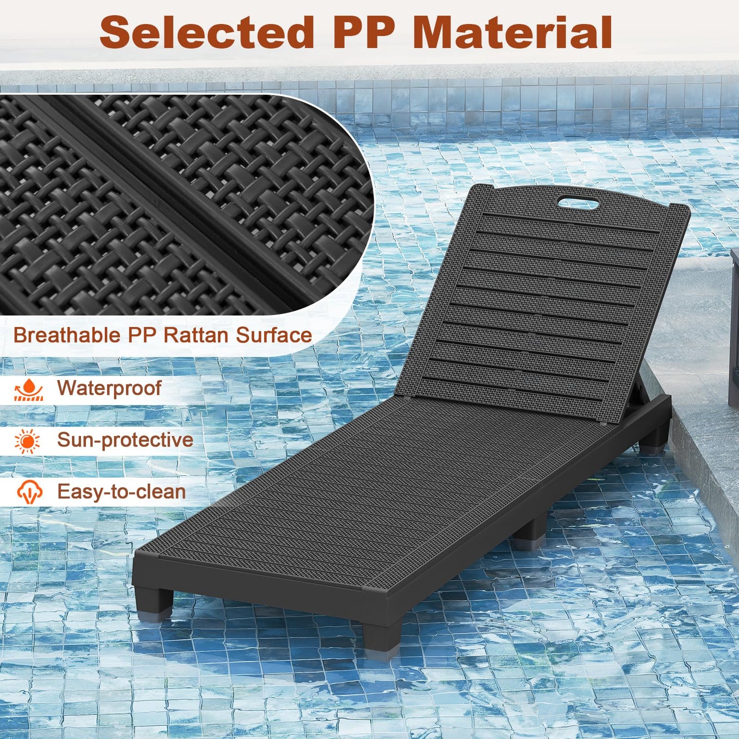 Tangkula Chaise Longue d'extérieur, Lot de 2 pour Piscine