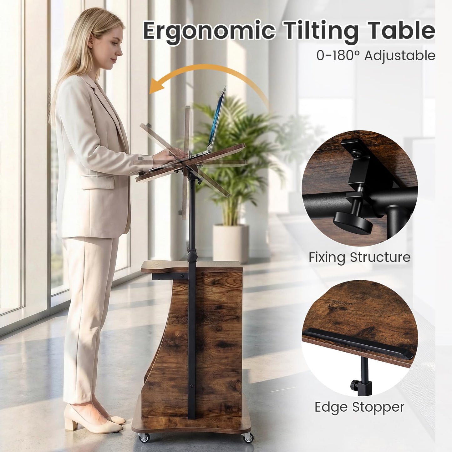 Tangkula Mobile Lectern Podium for Home Office School