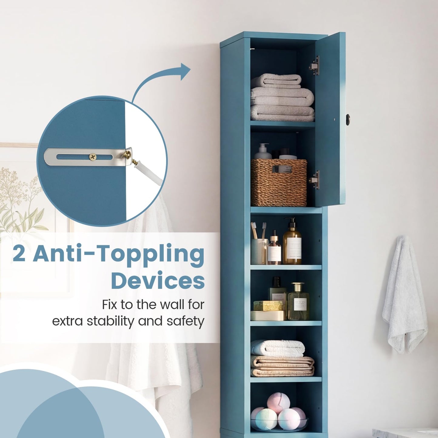 Tangkula Tall Slim Bathroom Storage Cabinet