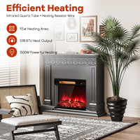 Tangkula 23 Inches 3-Sided Glass Electric Fireplace with Remote, 1500W Fireplace Heater with Thermostat