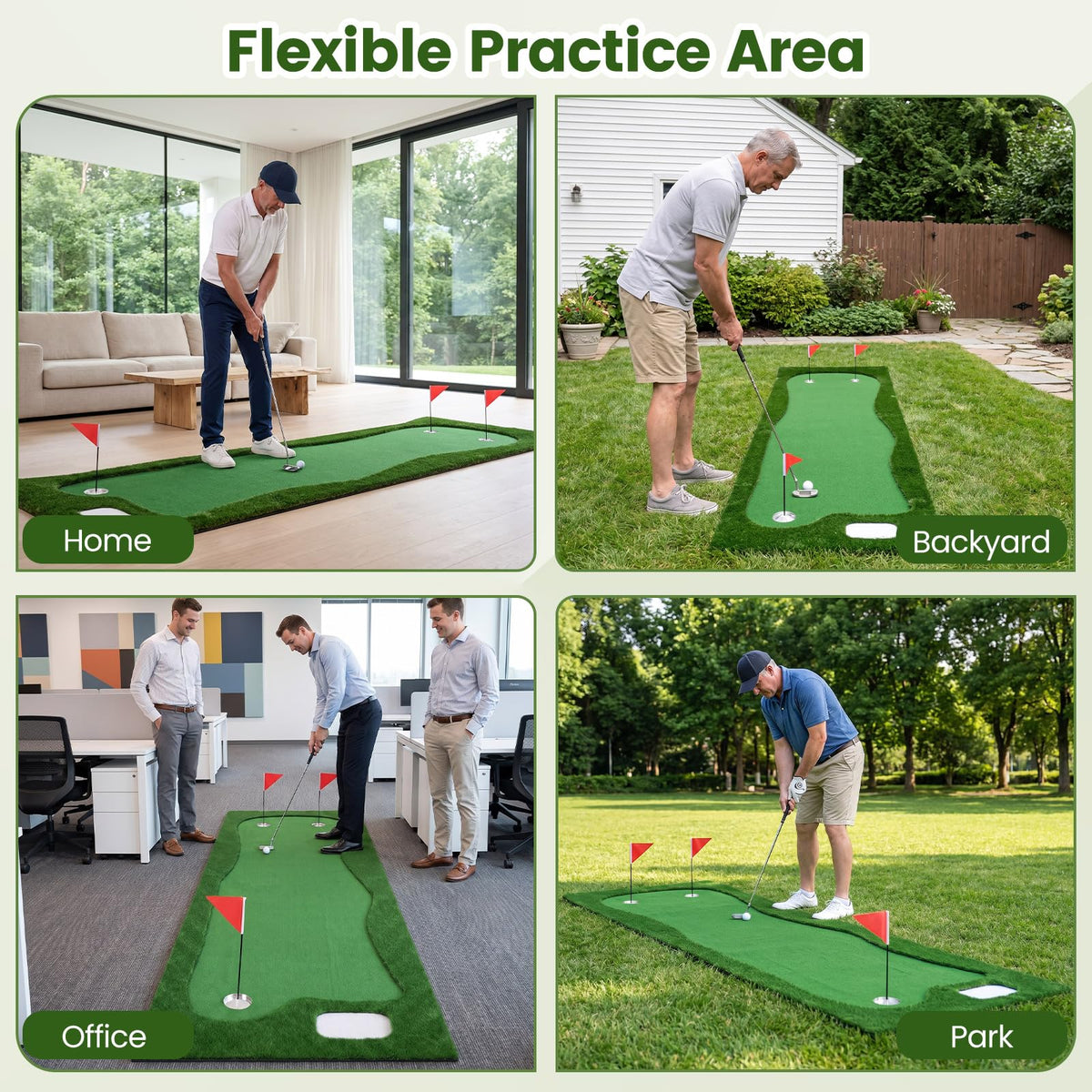 Tangkula 10 FT Golf Putting Green with Realistic Artificial Grass Turf