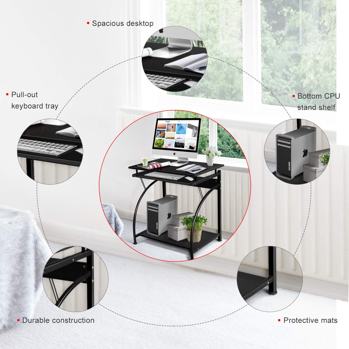 Tangkula 29" H Without Wheel Computer Desk
