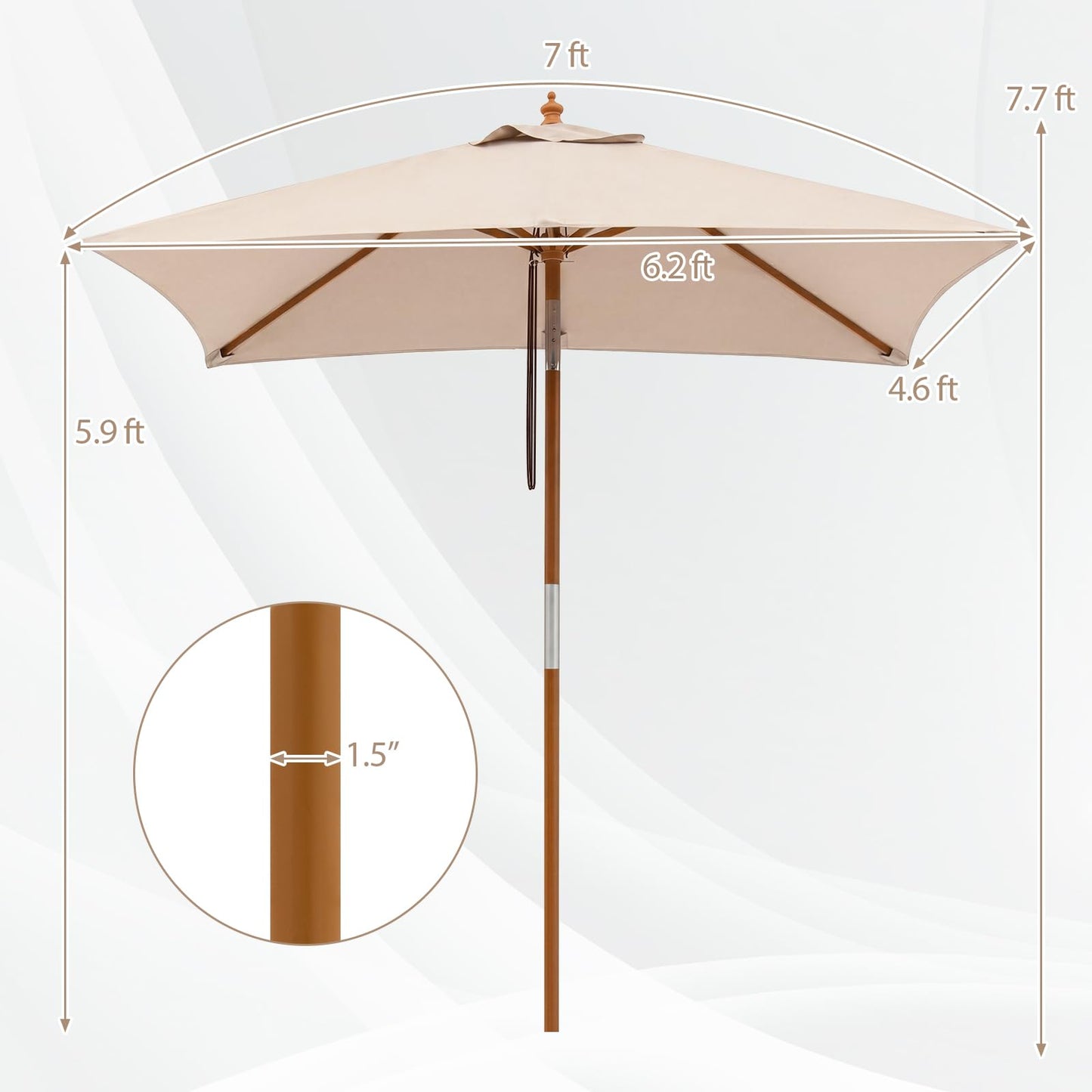 Tangkula 7 FT Patio Umbrella with Tilt Adjustment | Rectangular