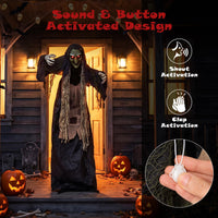 Tangkula 5.3 FT Halloween Animatronics Standing Hunchback Witch Decorations