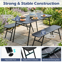Tangkula 3 Pieces Patio Furniture Set with 2 Benches