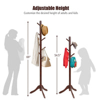 Tangkula Wooden Tree Coat Rack Freestanding, Entryway Coat Stand with 8 Hooks
