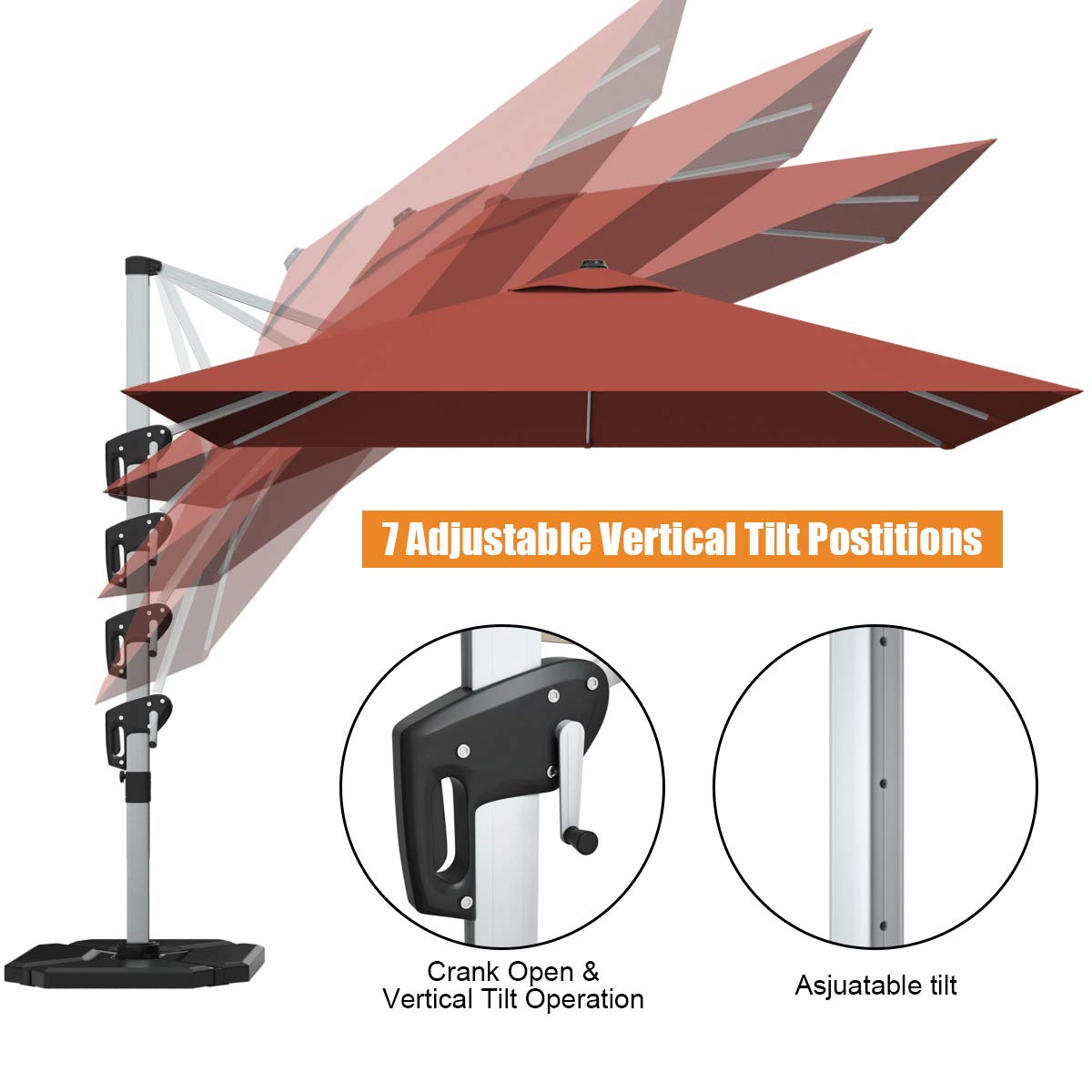 Tangkula 10ft Patio Cantilever Umbrella w/Cross Base