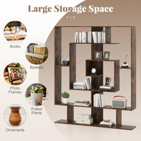 Tangkula Irregular Wooden Bookshelf Geometric Bookcase
