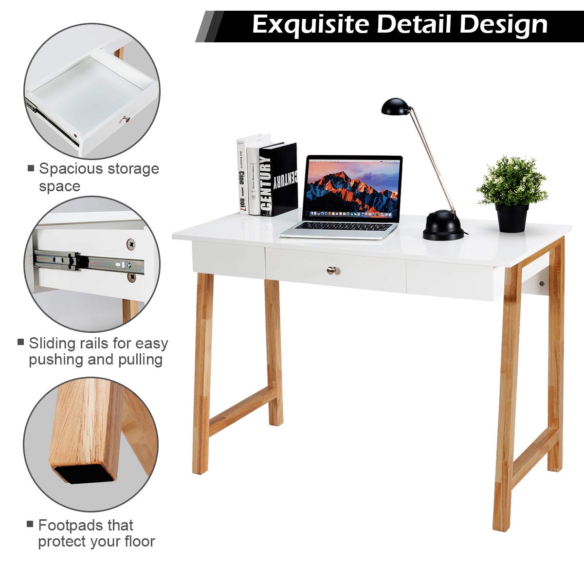 Bureau d'ordinateur Tangkula avec tiroirs de rangement