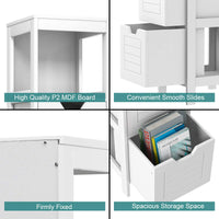 Tangkula Bathroom Floor Cabinet, Multifunctional Wooden Storage Cabinet with 2 Adjustable Drawers