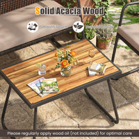 Tangkula 4 Pieces Patio Furniture Set with Acacia Wood Coffee Table & Zippered Cushions