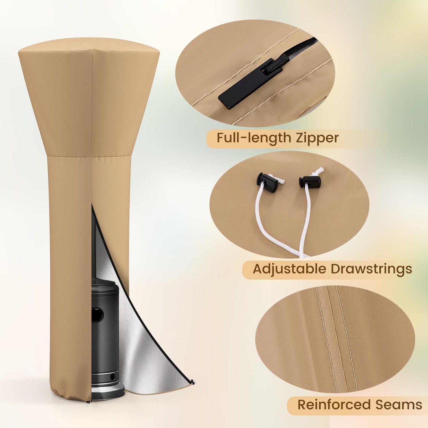 Tangkula Patio Heater Cover with Zipper and Storage Bag
