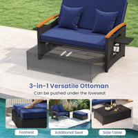 Tangkula Patio Rattan Daybed with 4-Level Adjustable Backrest | Double Sunbed for Yard & Poolside