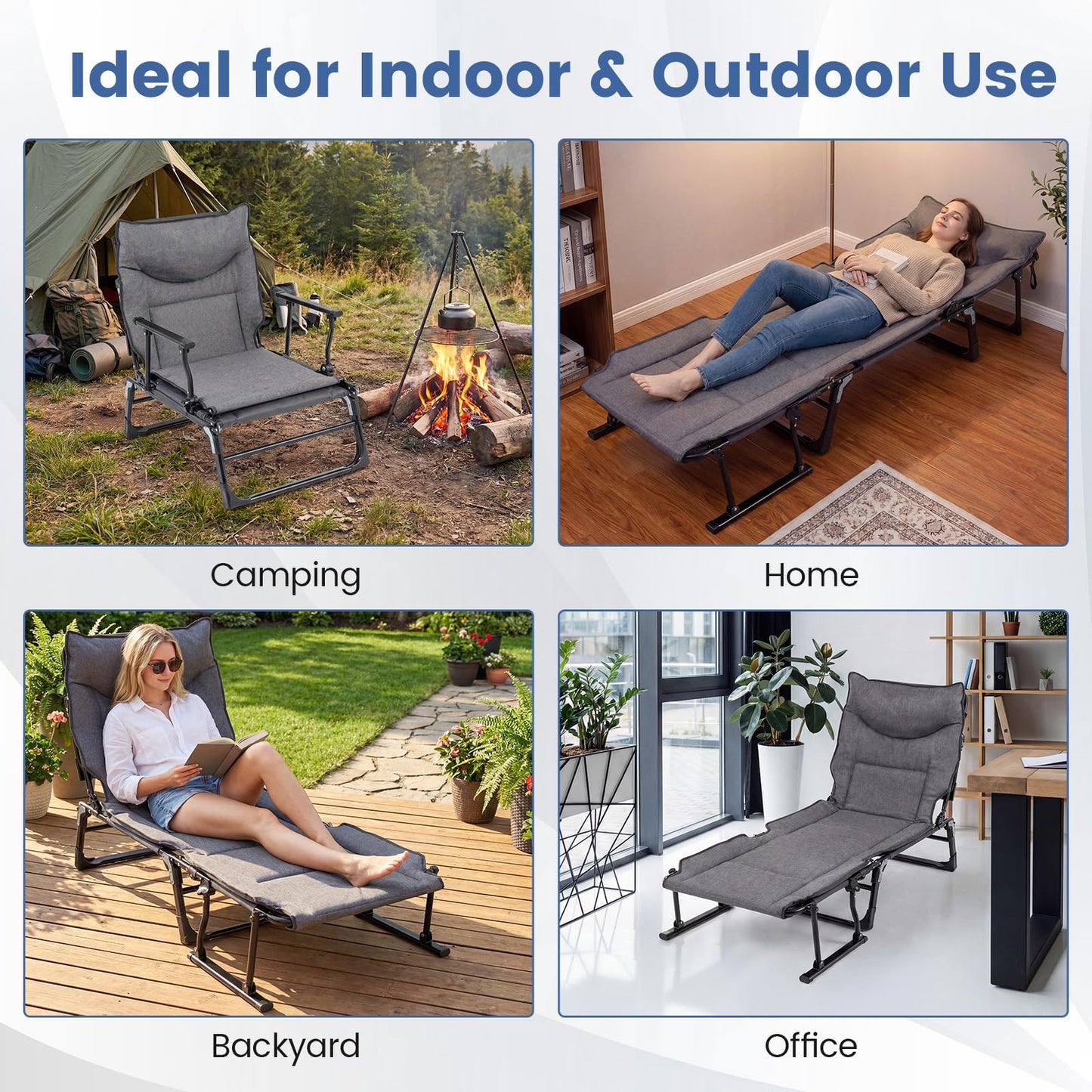 Tangkula 3 in 1 Lounge Chair Outdoor with Cushion