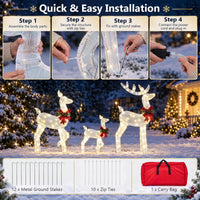 Tangkula 3 PCS Christmas Lighted Reindeer Family Set