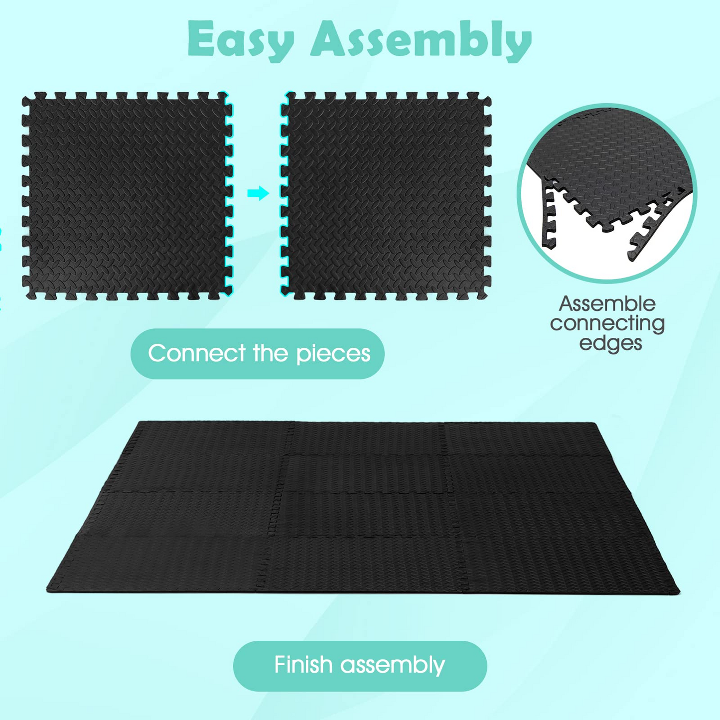 Tangkula 12 Tiles Exercise Flooring Mats with Border, Non-Slip EVA Foam Protective Mats