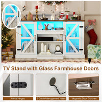 Tangkula Farmhouse LED TV Stand for TV up to 65 Inch