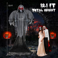 Tangkula 12.1 ft Halloween Hanging Reaper w/Wings, Voice Activated Animatronic Ghost w/Lighted Eyes & Terrifying Sounds
