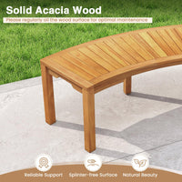 Tangkula Outdoor Acacia Wood Curved Garden Bench（1/2/4/7）