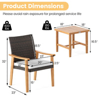 Ensemble de mobilier de patio en osier PE Tangkula 3 pièces pour véranda