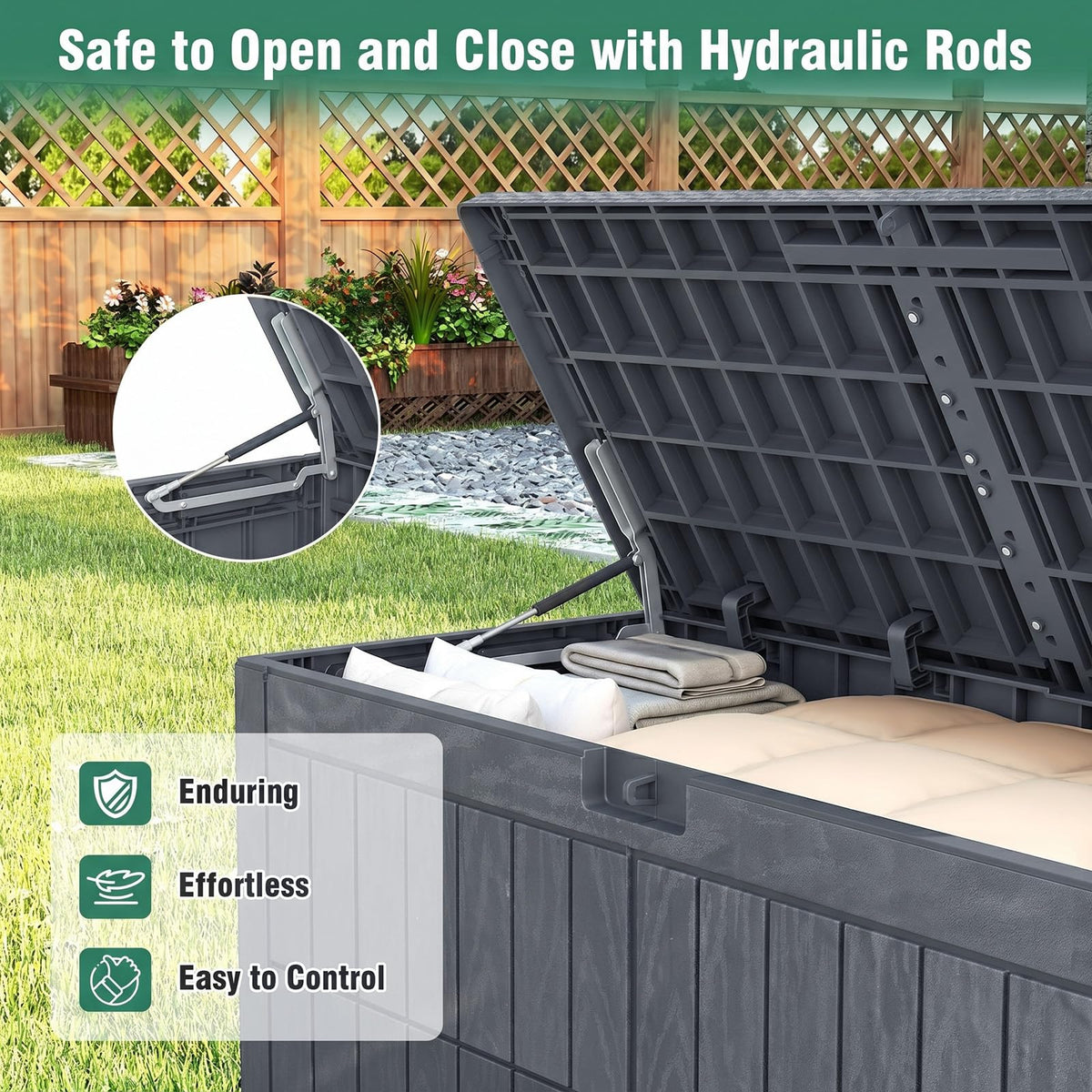 Tangkula 100/120/180 Gallon Waterproof Outdoor Storage Box with Lockable Lid