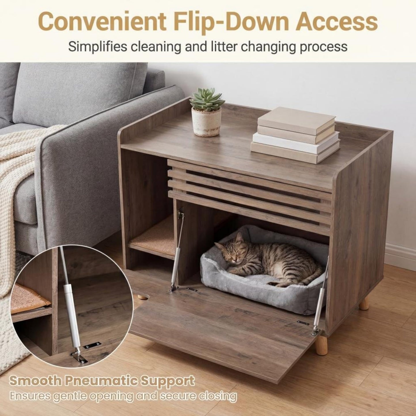 Tangkula Farmhouse Litter Box Enclosure