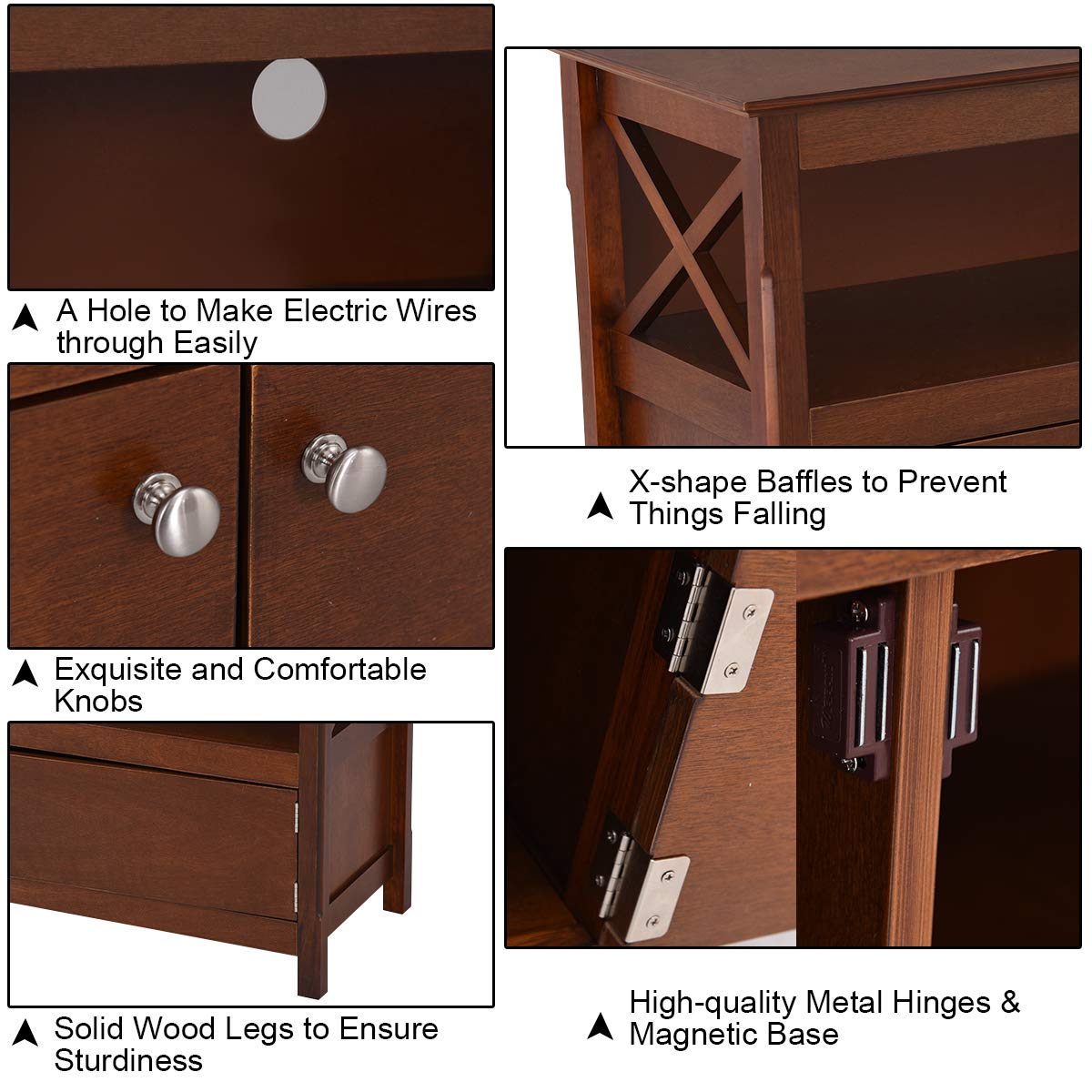 Wooden TV Stand for TVs Up to 50 Inch, X Shape Console Storage Cabinet