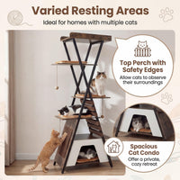 Tangkula 73 Inch Tall Modern Wood Cat Tree with Scratching Pad