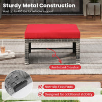 Tangkula 2 Pieces Patio PE Rattan Ottomans