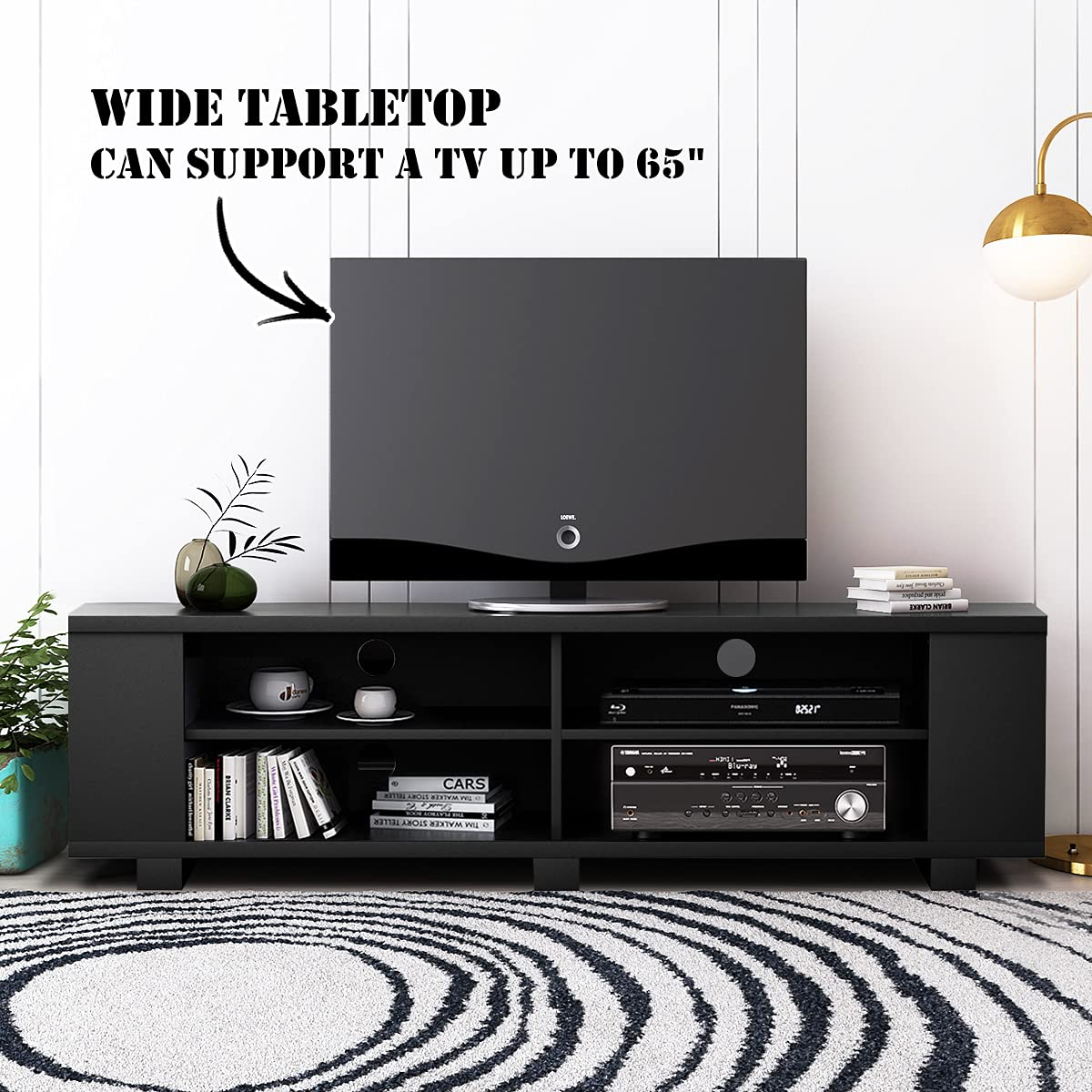 Wood TV Stand for TVs up to 65 Inch - Tangkula