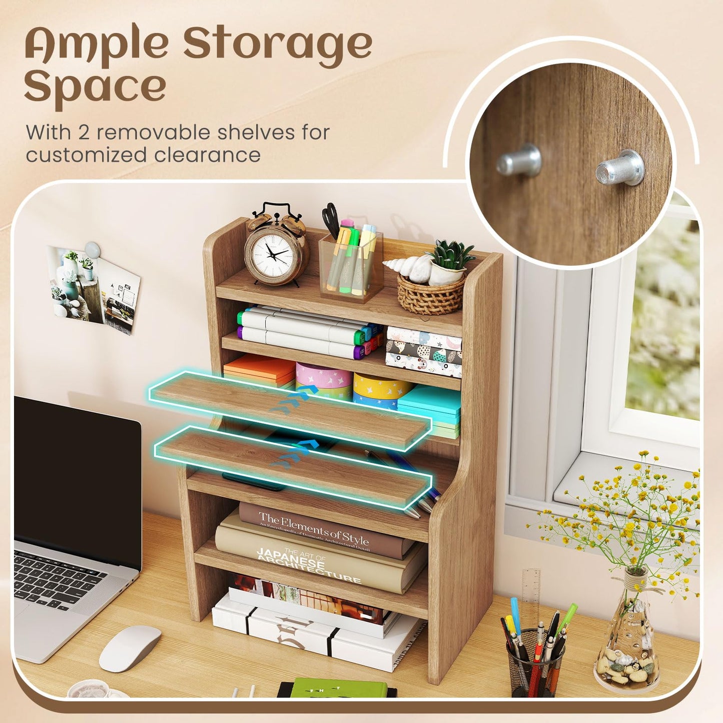 Tangkula 6-Tier Wooden Office Organizer with 2 Removable Shelves for Papers