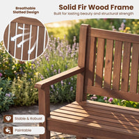 Tangkula 3-Seater Outdoor Wooden Bench | 59" Large Garden Bench with Backrest & Armrests