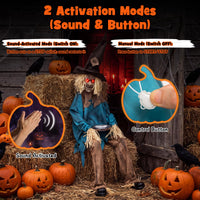 Tangkula 5.2 FT Animated Halloween Sitting Scary Scarecrow Decoration