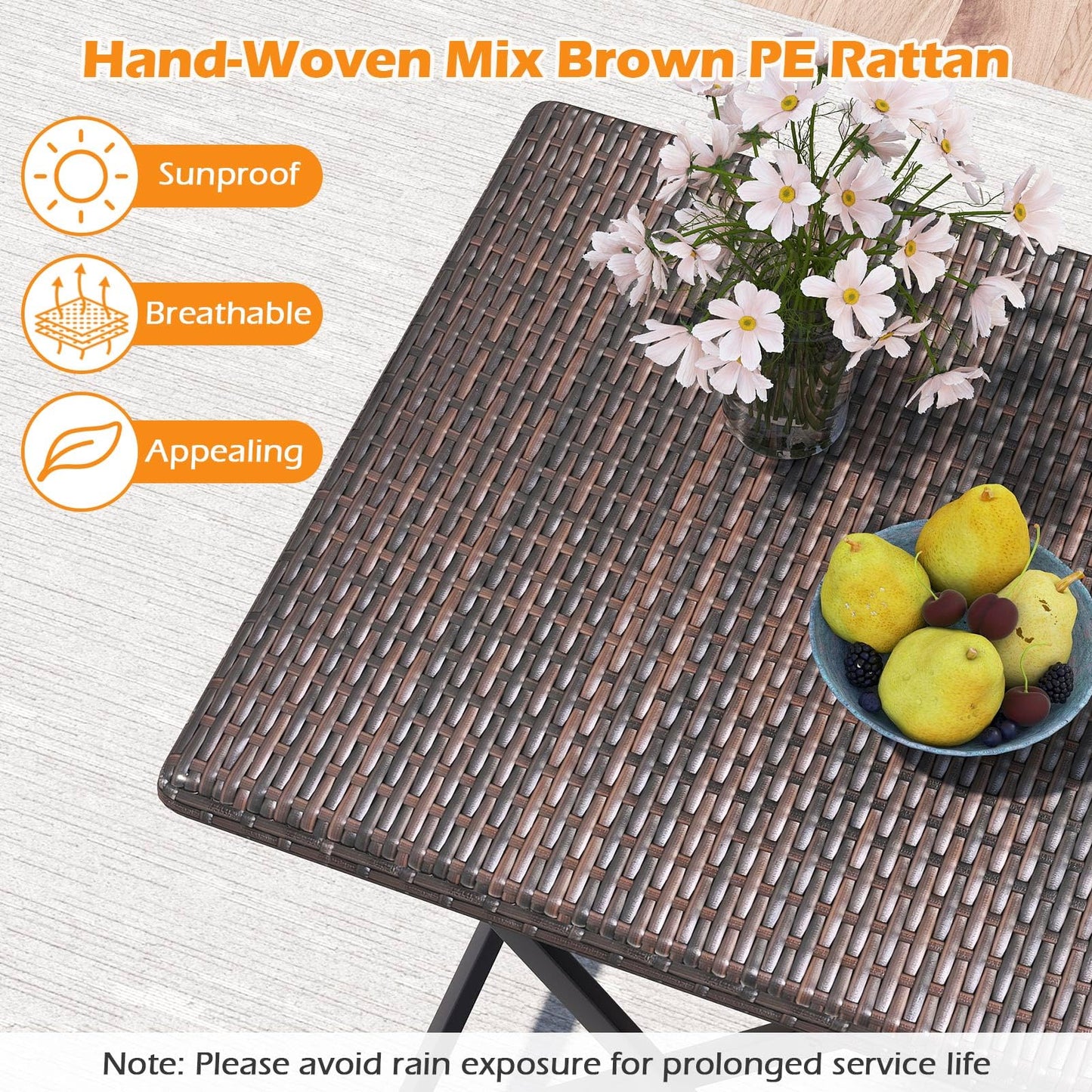 Tangkula 3 Piece Outdoor Folding Bistro Set
