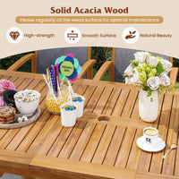 Tangkula Acacia Wood Patio Expandable Dining Table