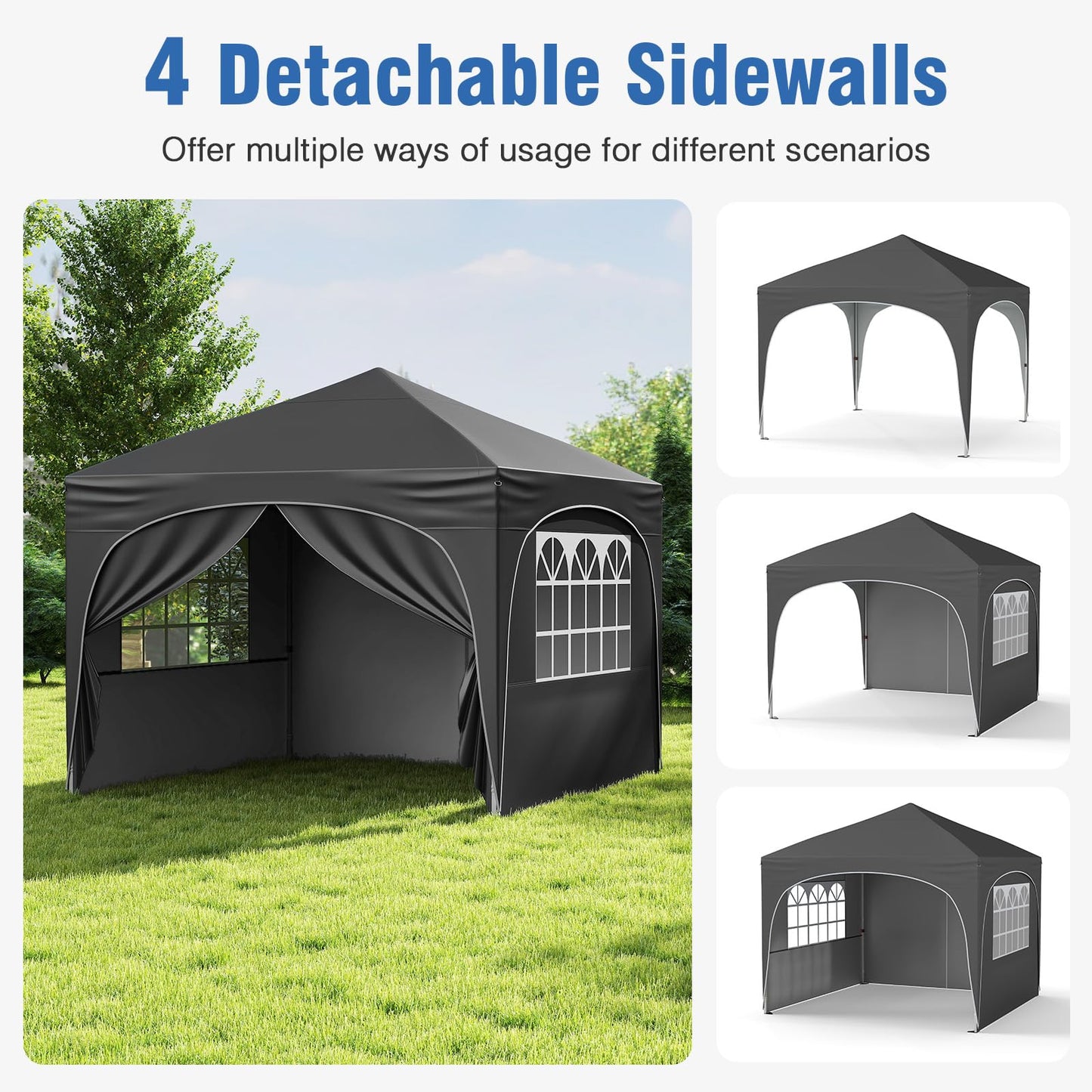 Tangkula 10x10Ft Pop up Canopy with 4 Sidewalls
