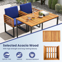 Tangkula Acacia Wood Outdoor Dining Chairs Set of 2/4