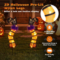 Tangkula Set of 2 Halloween Lighted Witch Legs Decorations with Stakes