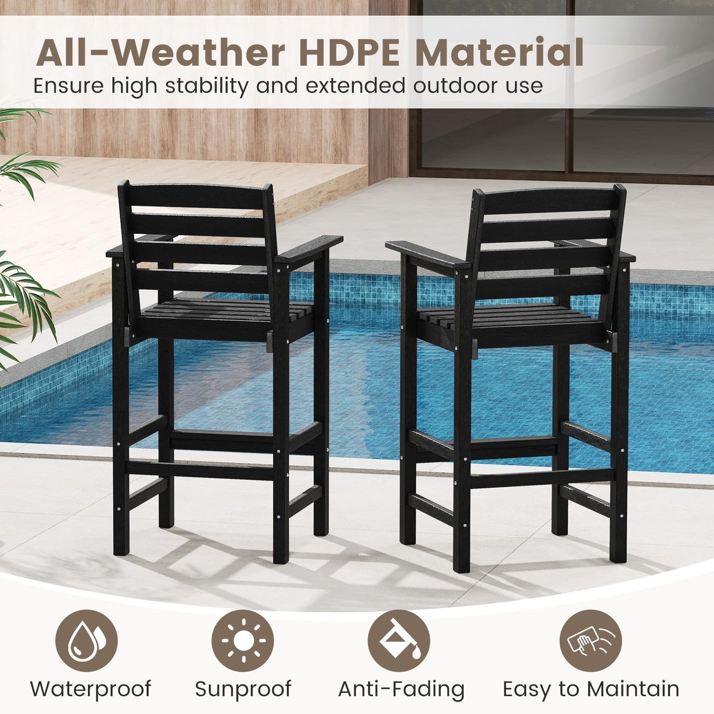Tangkula Patio Adirondack Bar Chairs Set of 2/4
