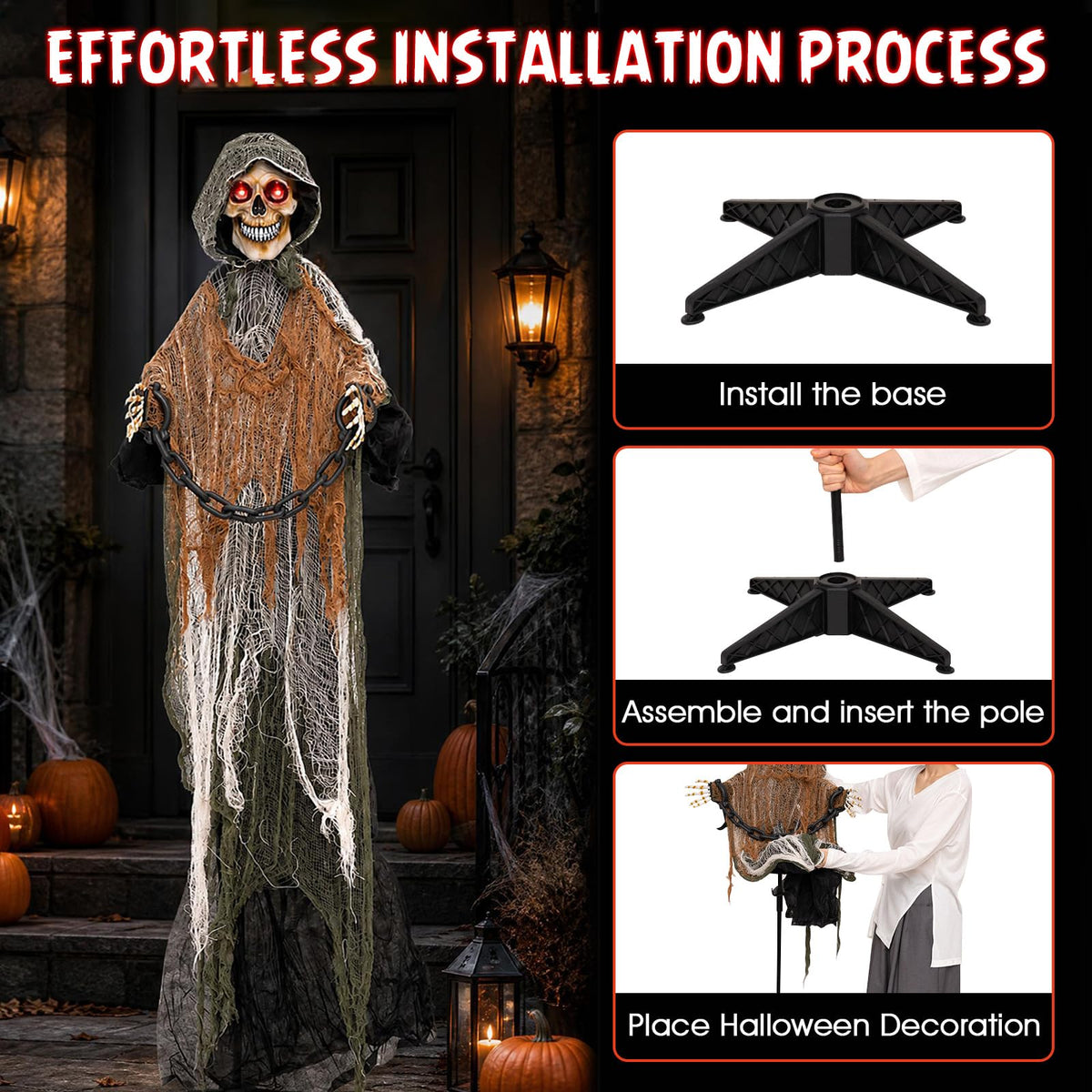 Tangkula 5.7 FT Life-Size Animated Halloween Grim Reaper with Chain