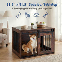 Tangkula Farmhouse Wooden Dog Crate Furniture